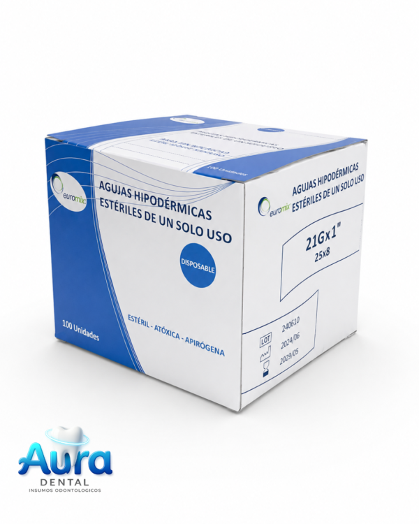 Aguja Descartable Euromix 25/8 21G x 1"